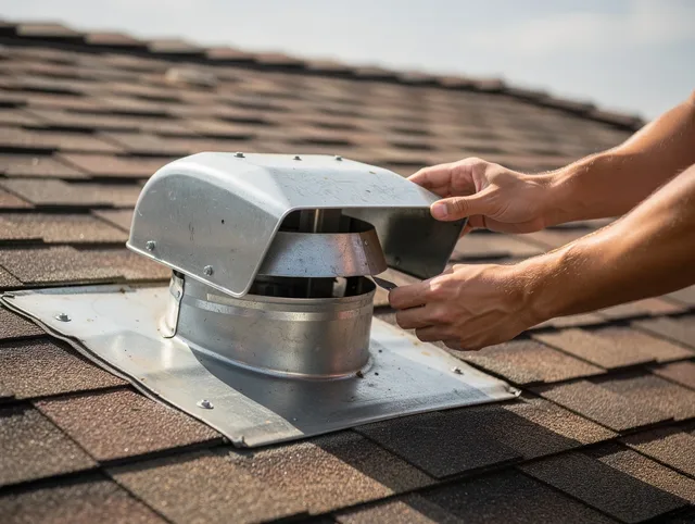 Bristol Dryer Vent Cleaning certified technician safely cleaning a roof-mounted dryer vent in Bristol
